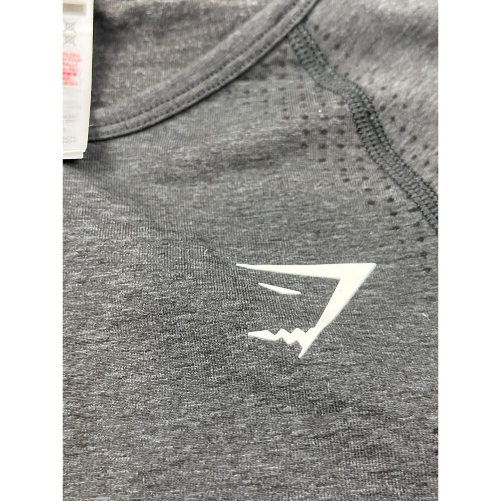 Gymshark Crop Top Women Medium Gray Seamless Long Sleeve Thumb Holes Workout - Picture 9 of 11